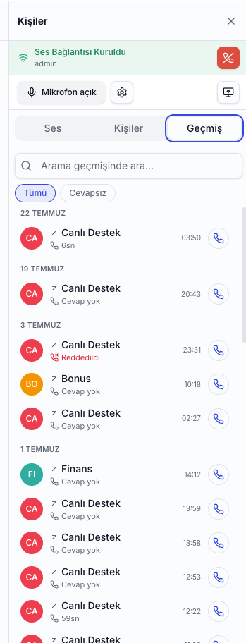 vTalep arama geçmişi